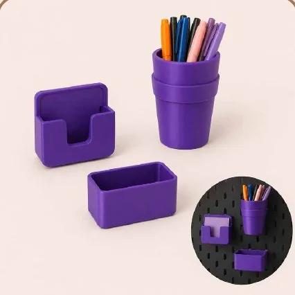 Pen Holder & Square Bin pegboard mount