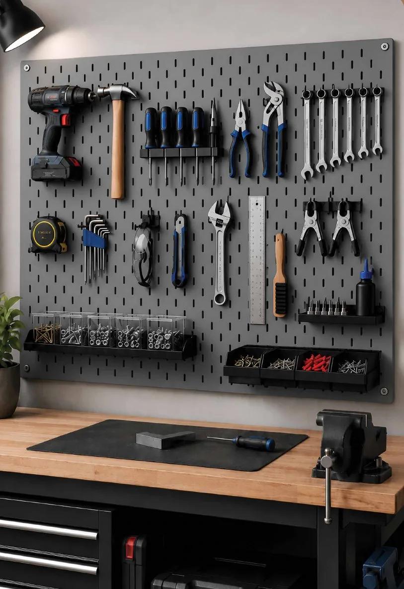 Workshop pegboard setup